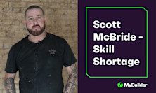 Header for an interview with Scott McBride, who is pictured on the left in a black T-shirt.