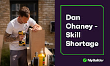 Header for an interview with Dan Chaney who is pictured in a white t-shirt with a powered drilling machine in his hands